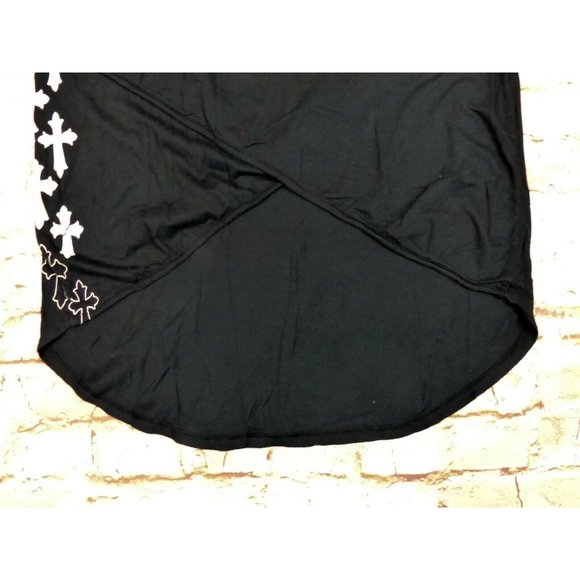 291 Venice Womens Black Restless Hearts Cross back Tank Crosses Size 2 Goth Rock - Picture 9 of 12